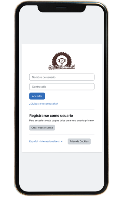 La plataforma de talleres online de Cositas Monas en un móvil
